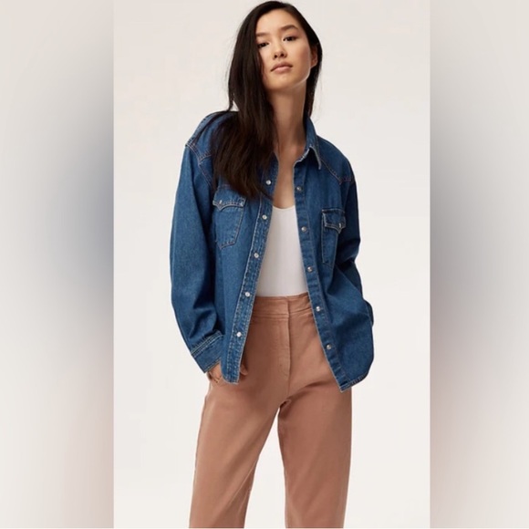 Wilfred Free Dowling Denim Button Shirt - Picture 2 of 5